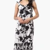 International INC Company Floral Ruffle Strap Maxi Dress - Black