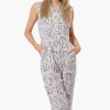 International INC Company Patterned Button Up Jumpsuit - White