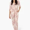 International INC Company Floral Roll Up Sleeve Jumpsuit - Pink