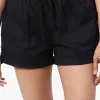 International INC Company Tie Waist Cotton Shorts - Black