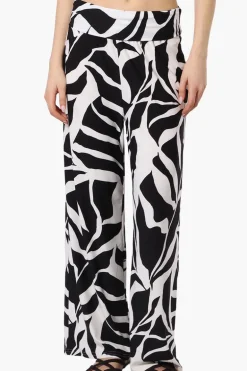 International INC Company Floral Fold Over Palazzo Pants - Black