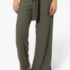 International INC Company Solid Belted Palazzo Pants - Olive