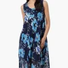 International INC Company Floral Round Neck Maxi Dress - Navy