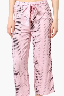 International INC Company Dotted Tie Waist Cropped Pants - Pink