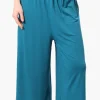 International INC Company Solid Fold Over Cropped Pants - Teal