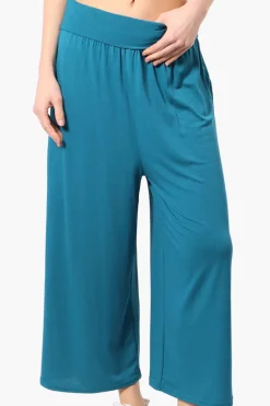 International INC Company Solid Fold Over Cropped Pants - Teal
