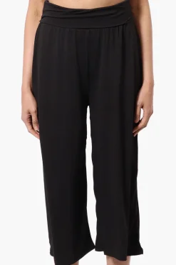 International INC Company Solid Fold Over Cropped Pants - Black