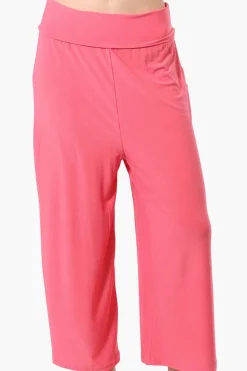 International INC Company Solid Fold Over Cropped Pants - Pink