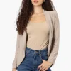 International INC Company Long Sleeve Open Wrap Cardigan - Beige