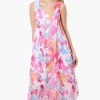 International INC Company Patterned Round Neck Maxi Dress - Pink