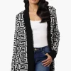 International INC Company Greek Print Wrap Cardigan - White