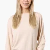 International INC Company Ribbed Button Back Detail Pullover Sweater - Cream