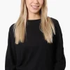 International INC Company Ribbed Button Back Detail Pullover Sweater - Black