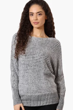 International INC Company Ribbed Boat Neck Pullover Sweater - Grey