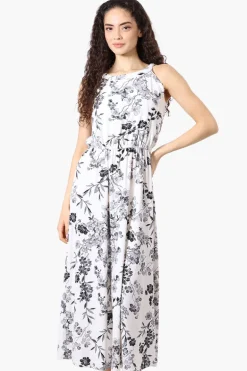 International INC Company Floral Halter Neck Midi Dress - White