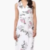 International INC Company Floral Crossover Back Tie Maxi Dress - White