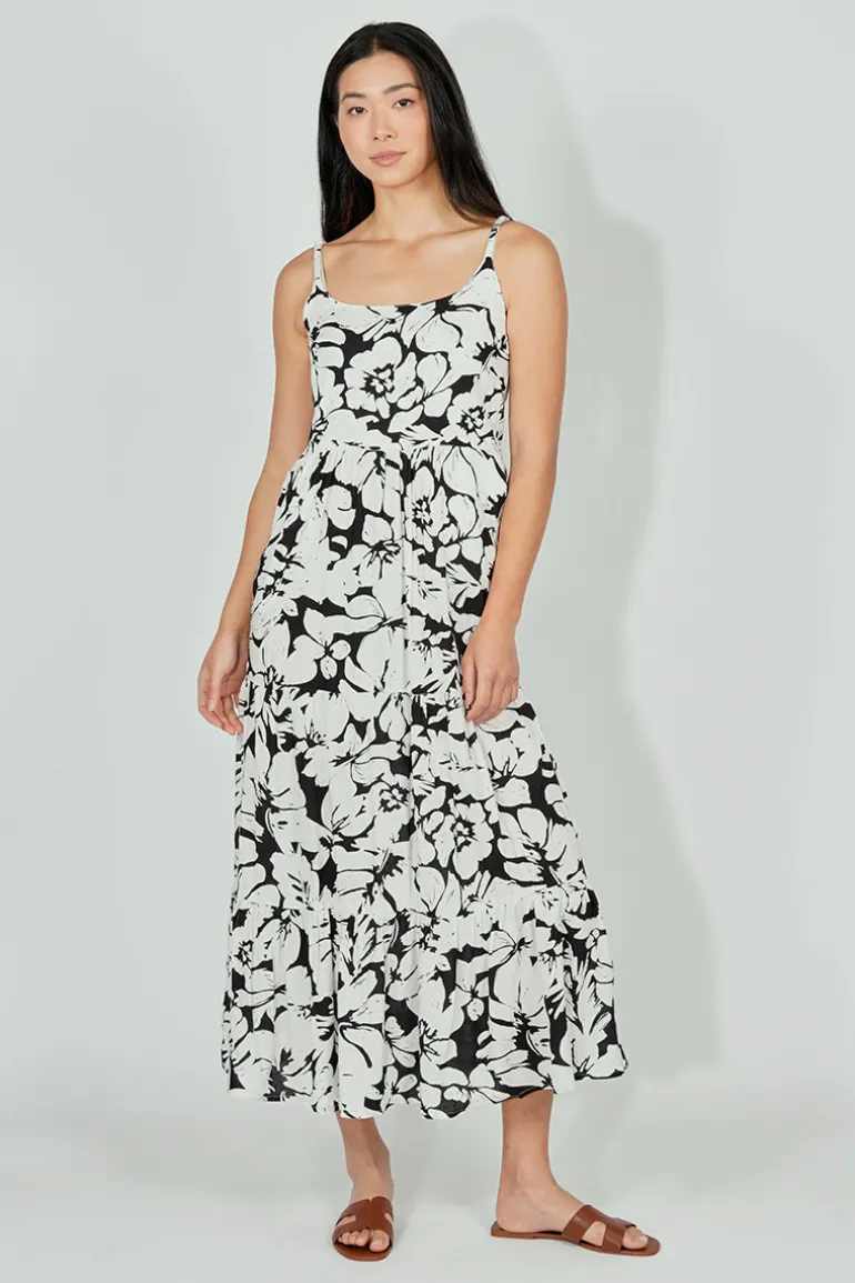 International INC Company Floral Tiered Maxi Dress - Black