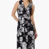 International INC Company Floral Padded Crossover Maxi Dress - Black