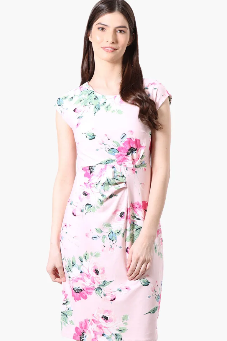 International INC Company Floral Cap Sleeve Day Dress - Blush