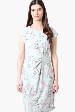International INC Company Floral Cap Sleeve Day Dress - Mint