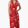 International INC Company Floral Padded Crossover Maxi Dress - Red