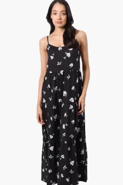 International INC Company Floral Spaghetti Strap Maxi Dress - Black