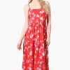 International INC Company Floral Spaghetti Strap Maxi Dress - Red