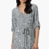 International INC Company Floral Belted Crossover Day Dress - Mint