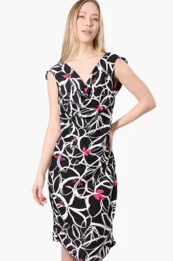 International INC Company Floral Cowl Neck Day Dress - Black