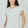 International INC Company Polka Dot Short Sleeve Cinched Collar Blouse - White