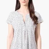 International INC Company Dotted Short Sleeve Blouse - White