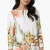 International INC Company Floral 3/4 Sleeve Blouse - White