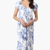 International INC Company Floral Smocked Back Maxi Dress - White
