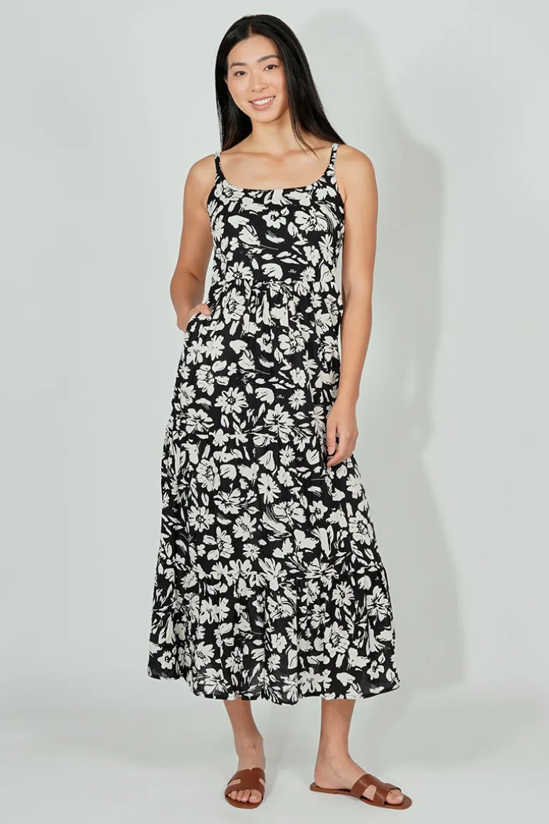 International INC Company Floral Tiered Maxi Dress - Black