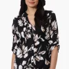 International INC Company Floral Pintuck Blouse - Black