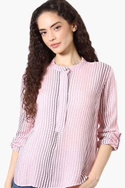 International INC Company Dotted Hidden Button Blouse - Pink