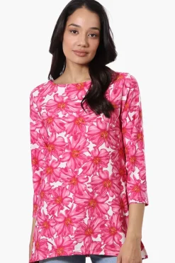 International INC Company Floral 3/4 Sleeve Blouse - Pink