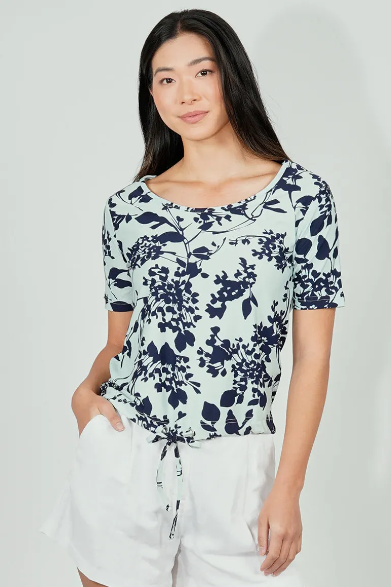 International INC Company Floral Drawstring Detail Tee - Blue