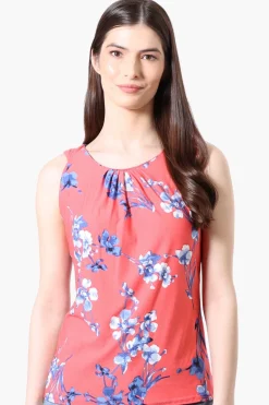 International INC Company Floral Cinched Collar Tank Top - Pink