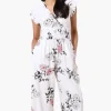International INC Company Floral Crossover Wide Leg Jumpsuit - White
