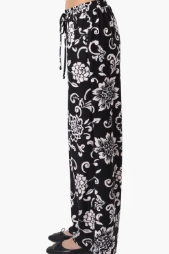 International INC Company Floral Tie Waist Palazzo Pants - Black