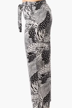 International INC Company Patterned Tie Waist Cropped Pants - Black
