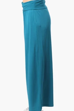 International INC Company Solid Fold Over Cropped Pants - Teal