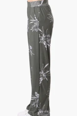 International INC Company Leaf Pattern Wide Leg Pants - Olive