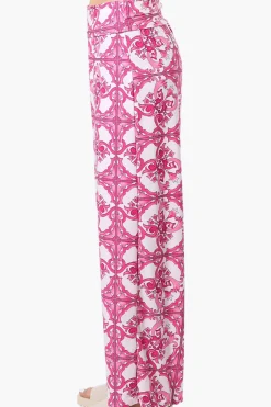 International INC Company Patterned Fold Over Palazzo Pants - Pink