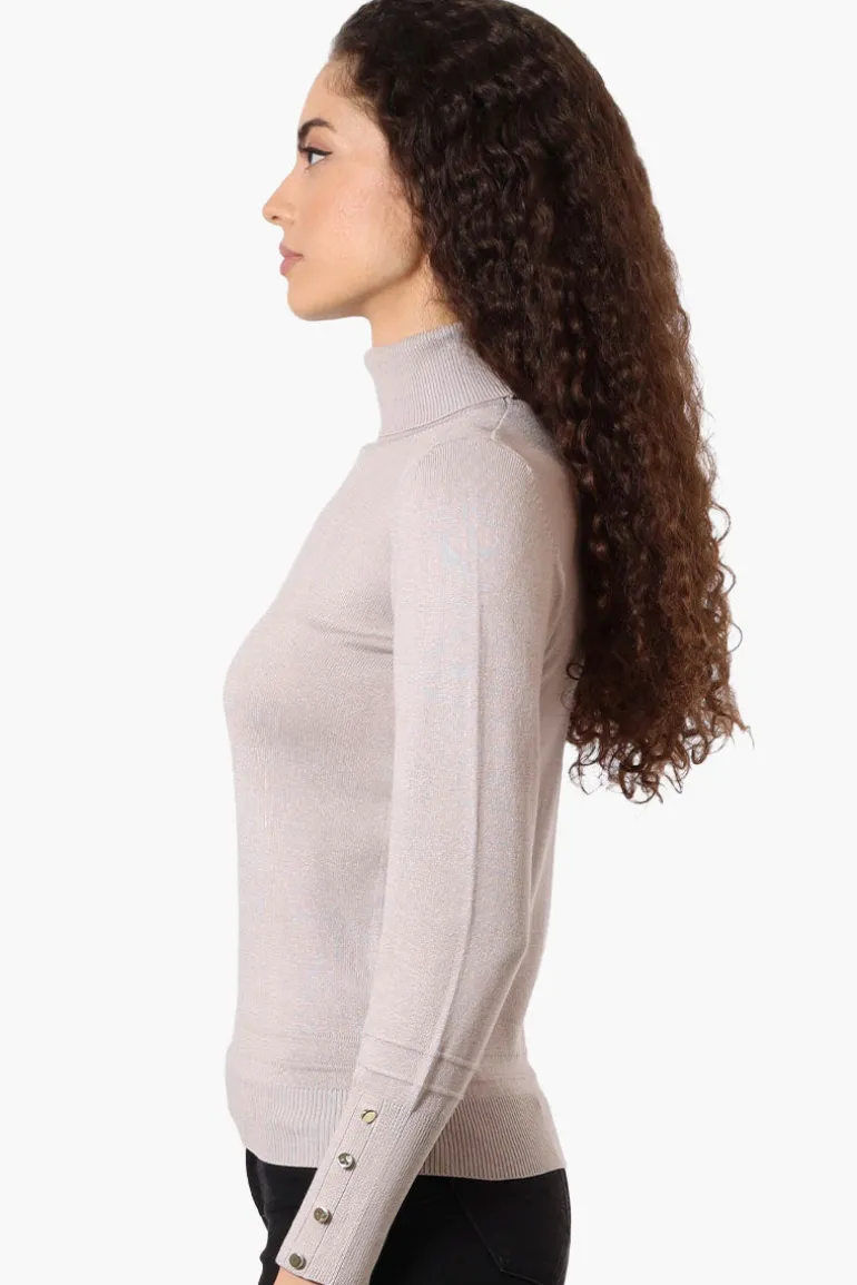 International INC Company Basic Turtleneck Pullover Sweater - Beige