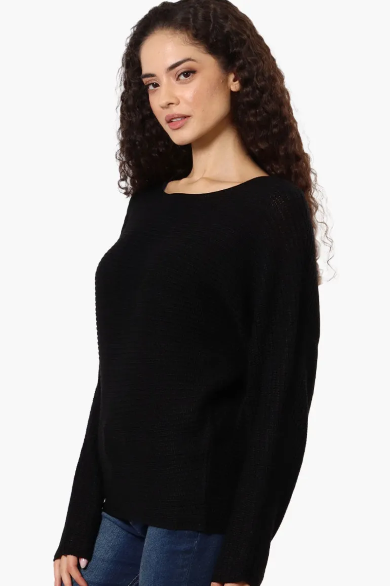 International INC Company Ribbed Pullover Sweater - Black