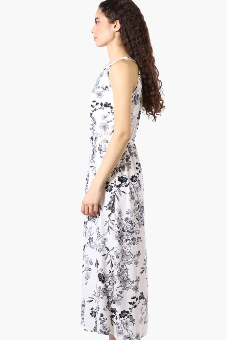 International INC Company Floral Halter Neck Midi Dress - White