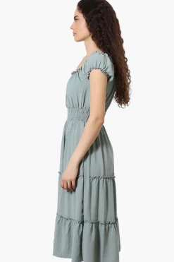 International INC Company Tiered Smocked Waist Maxi Dress - Mint