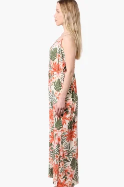 International INC Company Floral Spaghetti Strap Maxi Dress - Peach